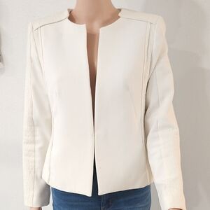 Mango Cream Open-Front Blazer Jacket